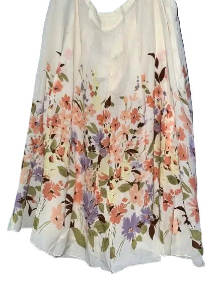 Norton McNaughton Floral Maxi Skirt Size 12 Cream Multicolor Flowy Boho